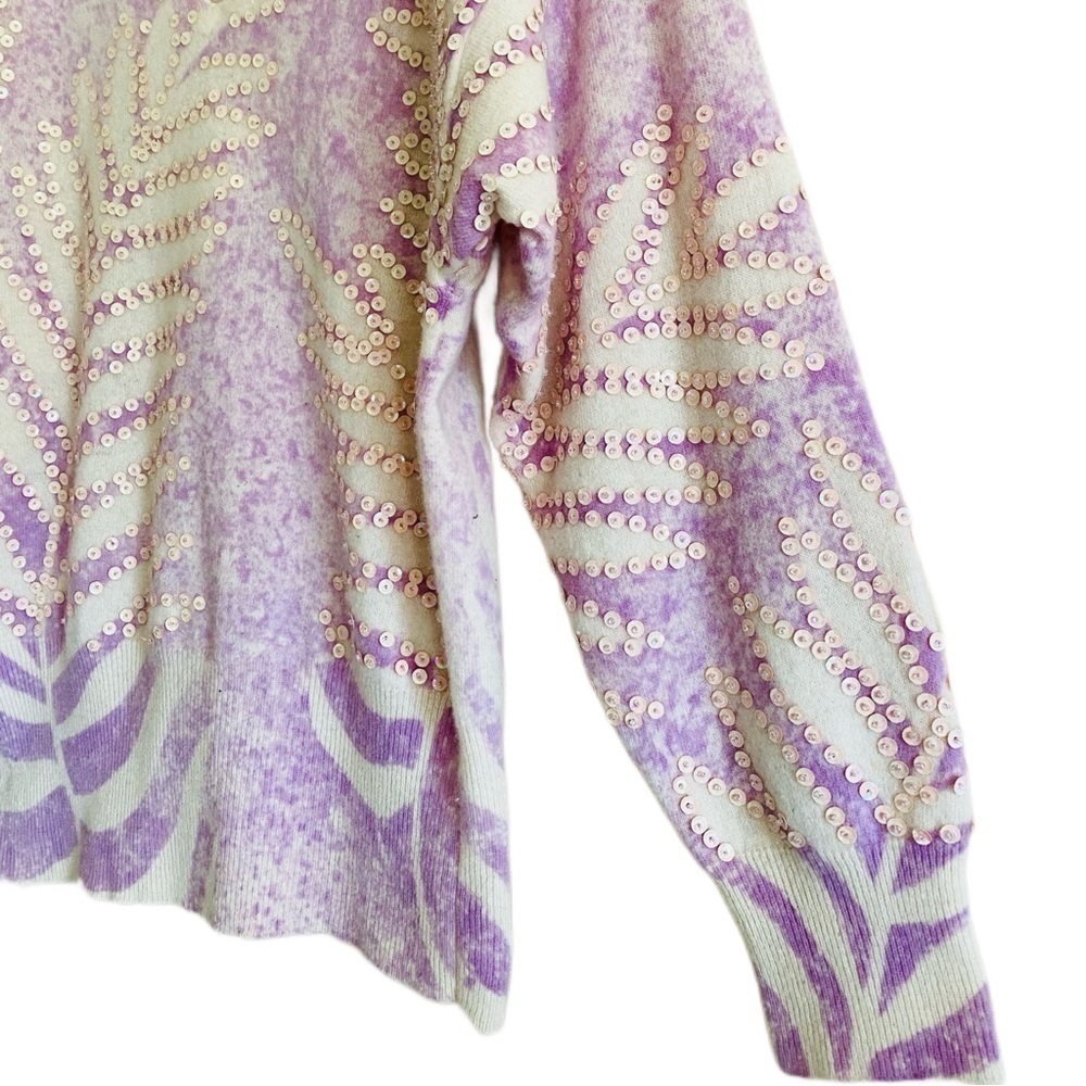 QUEEN OF SABA Vintage Lambswool Angora Blend Sequin Pullover Sweater Size 44 (M) - Picture 4 of 11